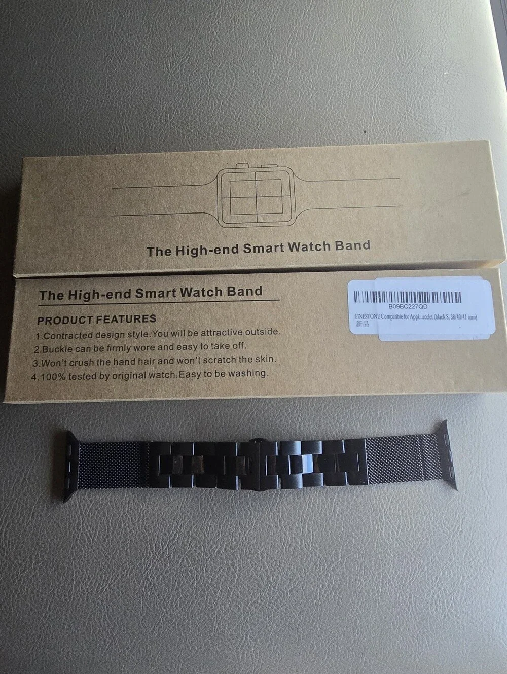 High-End Black Smart Watch Metal Mesh Band Compatible Wearables Sz. S, 38/40/41